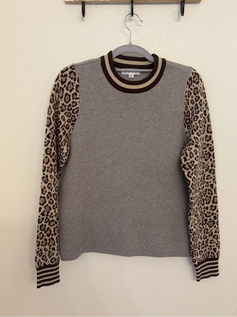 THML Leopard Sleeve Knit Pullover Sweater - Size XS